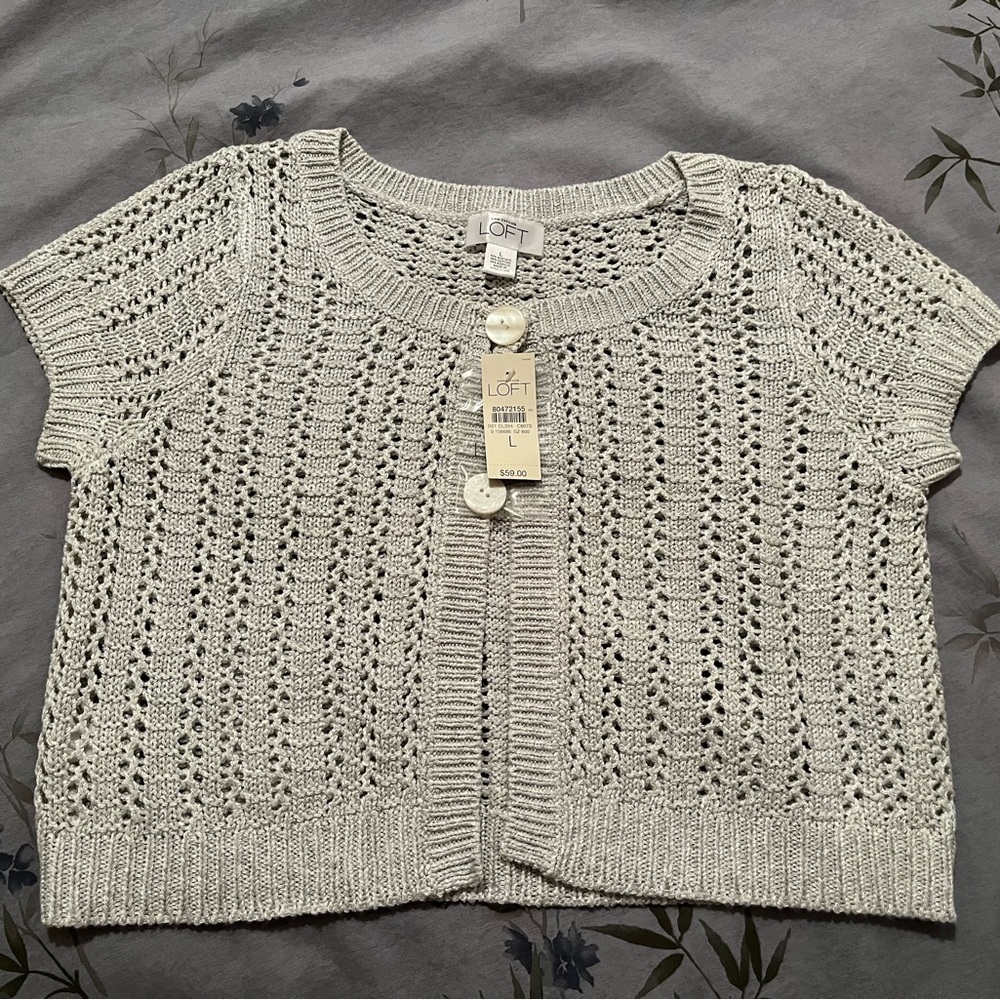 LOFT Women's Gray/silver Knit Sweater